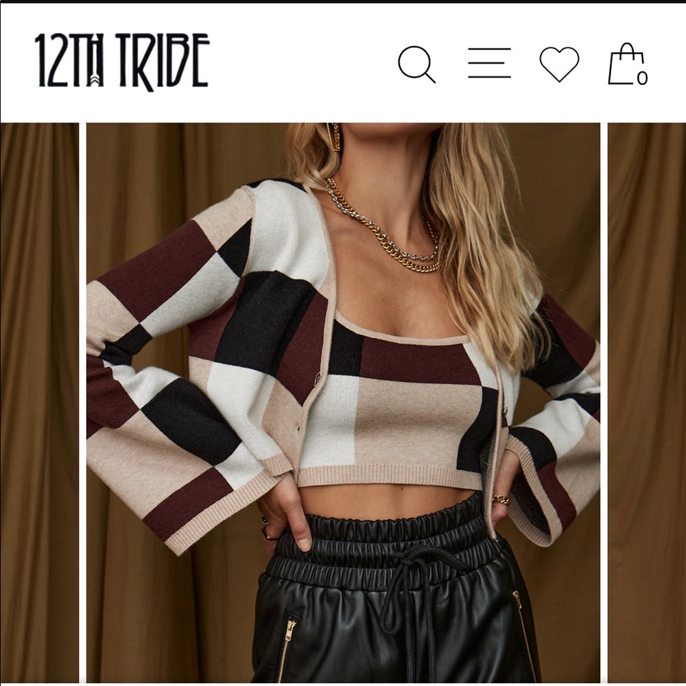 12th Tribe CHECKED OUT COLORBLOCK CARDIGAN New with Tags Size M